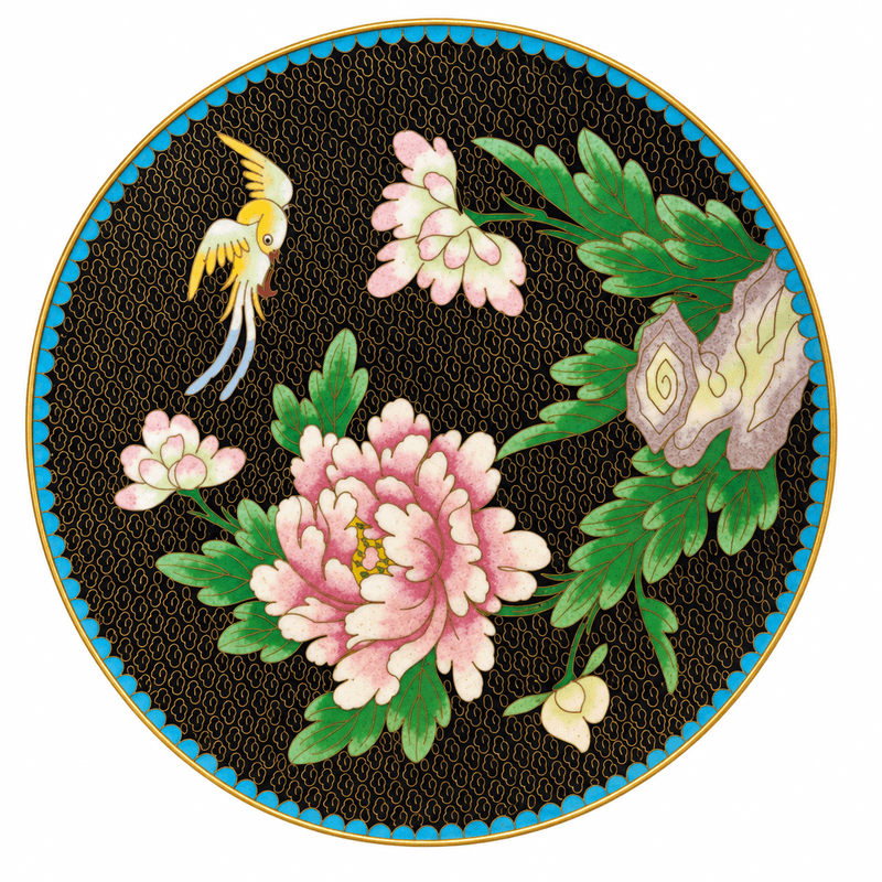 Dekorativt cloisonnéfat