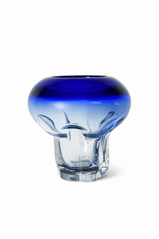 Blå og transparent vase
