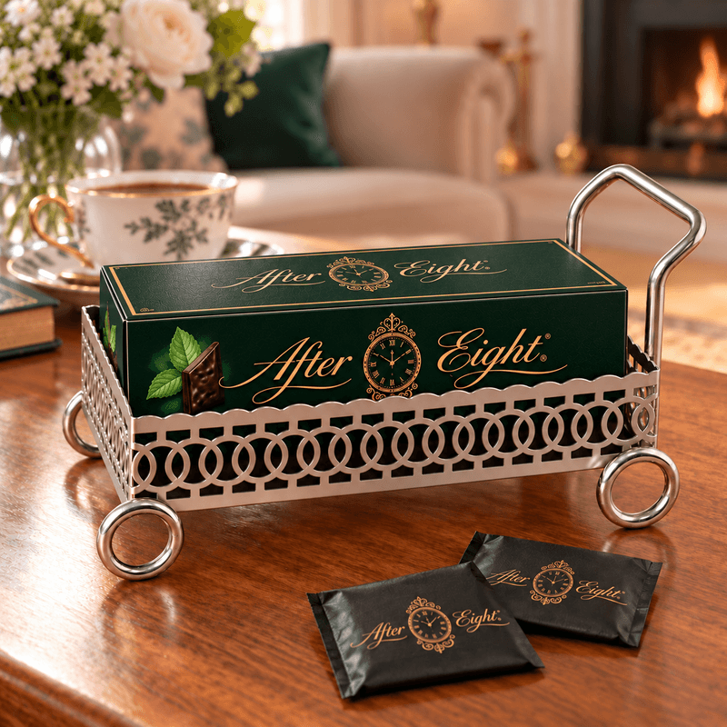 After Eight-vogn med dekorativt metallmønster